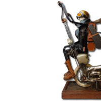 Onewheel moto motorbike art sculpture gambling man